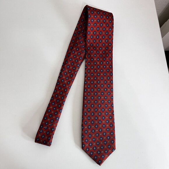 Robert Talbott 100% Silk Tie Orange Blue Made In USA Monterey, CA Men's - Picture 8 of 12